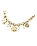 Anne Klein Gold-Tone Crystal Charm Bracelet Watch