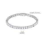 Platinum Plated Silver Round Cut Tennis Bracelet