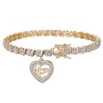 Gold Plated Diamond Accent Mom Tennis Bracelet
