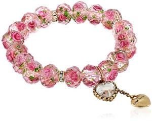 Betsey Johnson Pink Flower Bead Bracelet