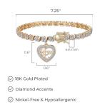 Gold Plated Diamond Accent Mom Tennis Bracelet