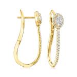 Diamond Cluster Elongated Hoop Earrings in Gold