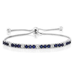 Blue Sapphire and Diamond Adjustable Tennis Bracelet