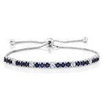 Blue Sapphire and Diamond Adjustable Tennis Bracelet