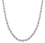 Miabella Solid 925 Sterling Silver Italian 2mm, 3mm Diamond-Cut Braided Rope Chain Necklace for Men Women Made in Italy (3mm, Length 22 Inches)