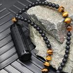Black Obsidian and Tiger Eye Chakra Necklace
