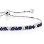 Blue Sapphire and Diamond Adjustable Tennis Bracelet