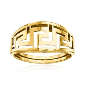 Italian 14kt Yellow Gold Greek Key Ring, Size 8