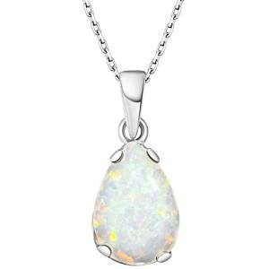 Opal Teardrop Necklace in 925 Sterling Silver