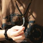 Wolf Tooth Necklace with Black Obsidian & Tiger Eye