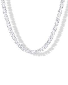 Rhodium Plated Simulated Diamond Tennis Necklace