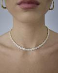 Rhodium Plated Simulated Diamond Tennis Necklace