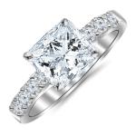 1.10 Carat Princess Cut Engagement Ring in 14K White Gold