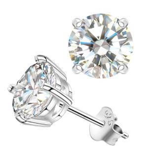 Moissanite 2CT Stud Earrings in White Gold