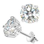 Moissanite 2CT Stud Earrings in White Gold