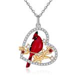 Sterling Silver Heart Cardinal Necklace for Women