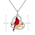 Sterling Silver Heart Cardinal Necklace for Women