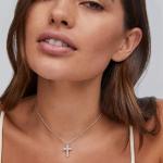 Kendra Scott Rhodium Cross Crystal Pendant Necklace