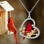 Sterling Silver Heart Cardinal Necklace for Women
