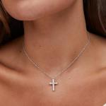 Kendra Scott Rhodium Cross Crystal Pendant Necklace