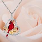 Sterling Silver Heart Cardinal Necklace for Women
