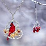 Sterling Silver Heart Cardinal Necklace for Women