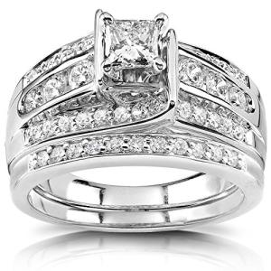 Kobelli 1 Carat Diamond Wedding Ring Set in White Gold