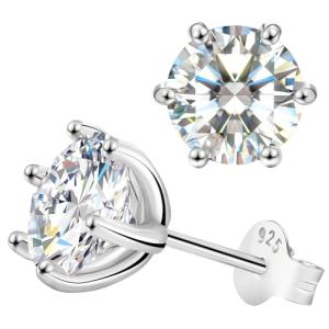 Moissanite Stud Earrings in 925 Sterling Silver