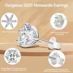 Moissanite Stud Earrings in 925 Sterling Silver