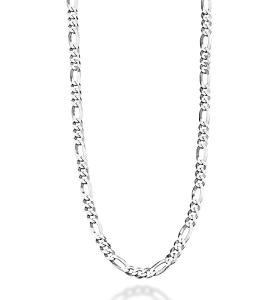 Miabella 925 Silver Diamond-Cut Figaro Chain Necklace