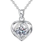 Heart Moissanite Necklace in Sterling Silver