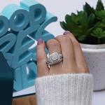 Double Halo Bridal Ring Set with Lab Grown Diamonds