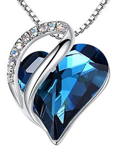 Infinity Love Birthstone Heart Necklace in Sapphire