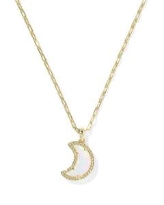Kendra Scott Moon Pendant Necklace in Gold and White