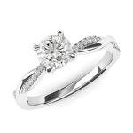 10K White Gold Twisted Vine Diamond Engagement Ring