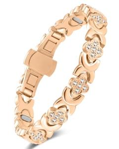 Rose Gold Copper Magnetic Bracelet with Zirconia