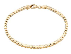 Miabella 18Kt Gold Plated Silver Cube Bead Bracelet