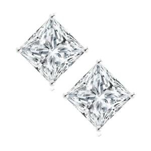 Princess Cut Moissanite Stud Earrings in Silver
