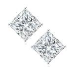 Princess Cut Moissanite Stud Earrings in Silver