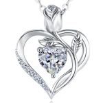 Rose Heart Moissanite Necklace in Sterling Silver