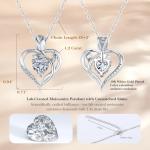 Rose Heart Moissanite Necklace in Sterling Silver
