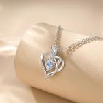 Rose Heart Moissanite Necklace in Sterling Silver