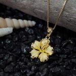Sterling Silver Hibiscus Pendant Necklace, Made in Italy