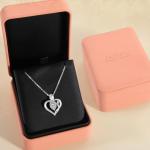 Rose Heart Moissanite Necklace in Sterling Silver