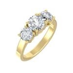 14K Yellow Gold Three-Stone Diamond Engagement Ring