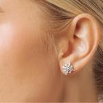 Sterling Silver Diamond Cluster Stud Earrings for Women