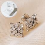Sterling Silver Diamond Cluster Stud Earrings for Women