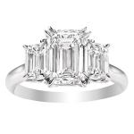 3 Stone Emerald Lab Grown Diamond Engagement Ring