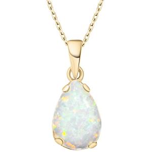 Dainty 14K Gold Plated Opal Teardrop Necklace