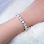 Rhodium-Plated White Fire Opal Bracelet for Women